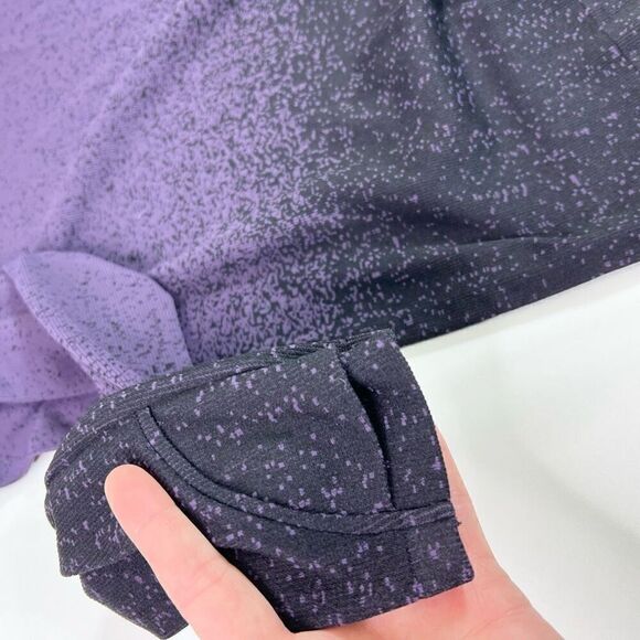 Athleta Top Womens Medium Purple Black Flurry Base Layer Ombre Turtleneck - Picture 3 of 9